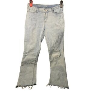 ANA A New Approach Womens Mid‎ Rise Straight Distressed Jeans Light Wash Size 14